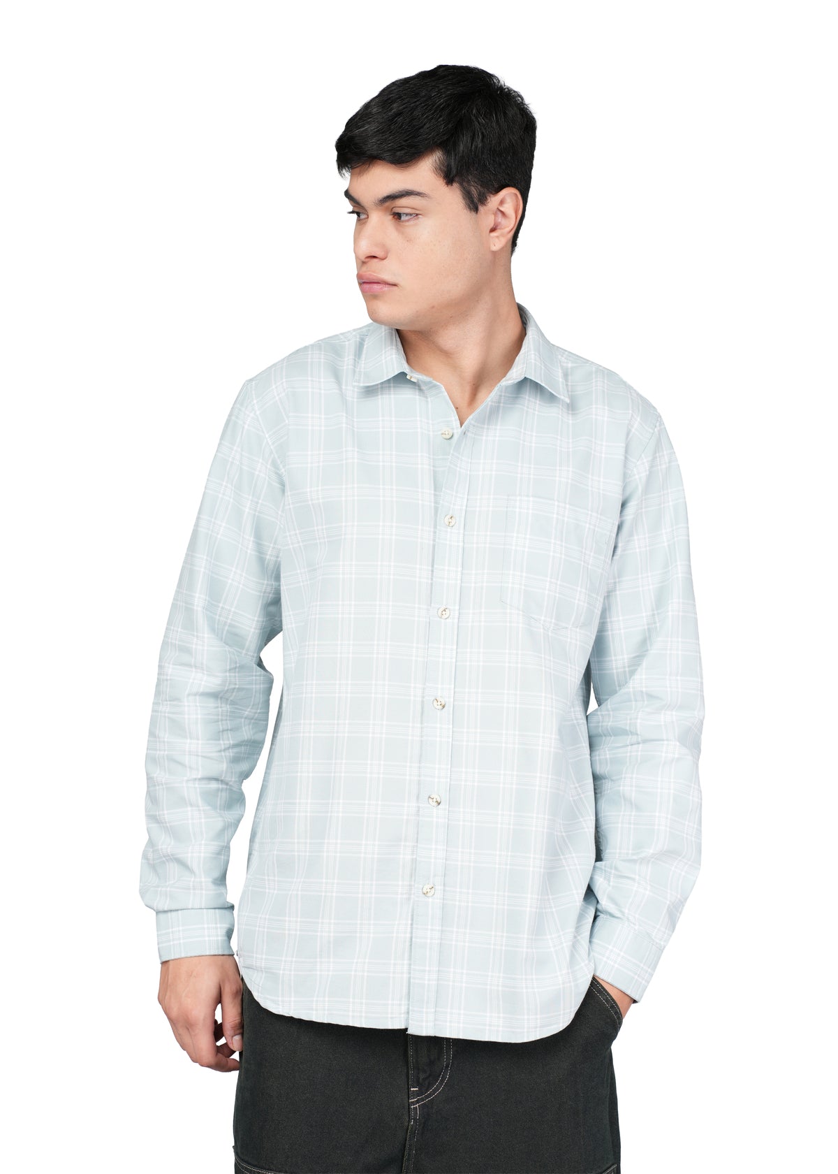 CASUAL CHECK PALE BLUE