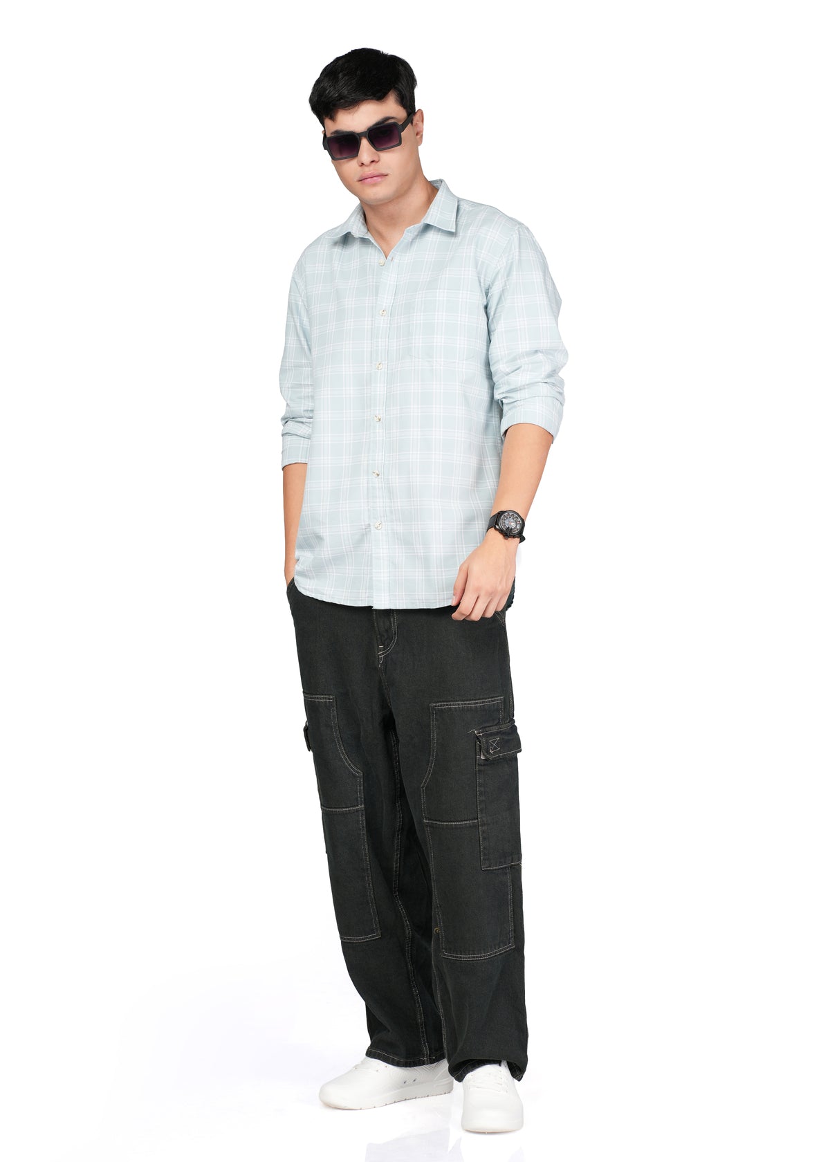 CASUAL CHECK PALE BLUE