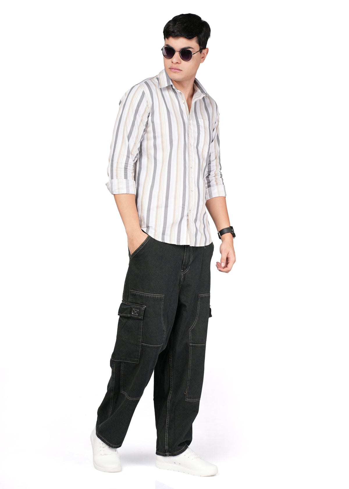 BEIGEN GREY STRIPE
