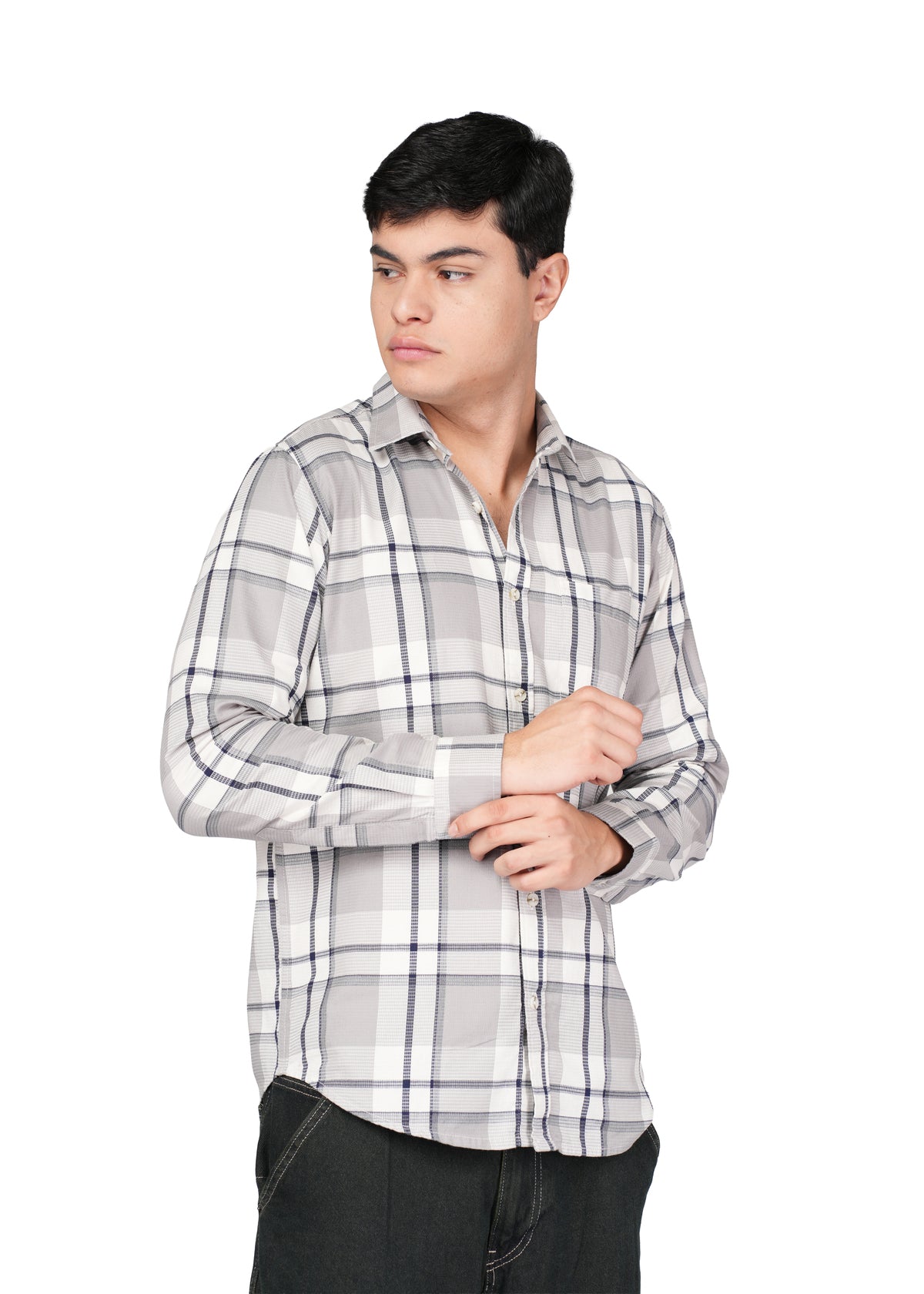CASUAL CHECK WHITE N GREY