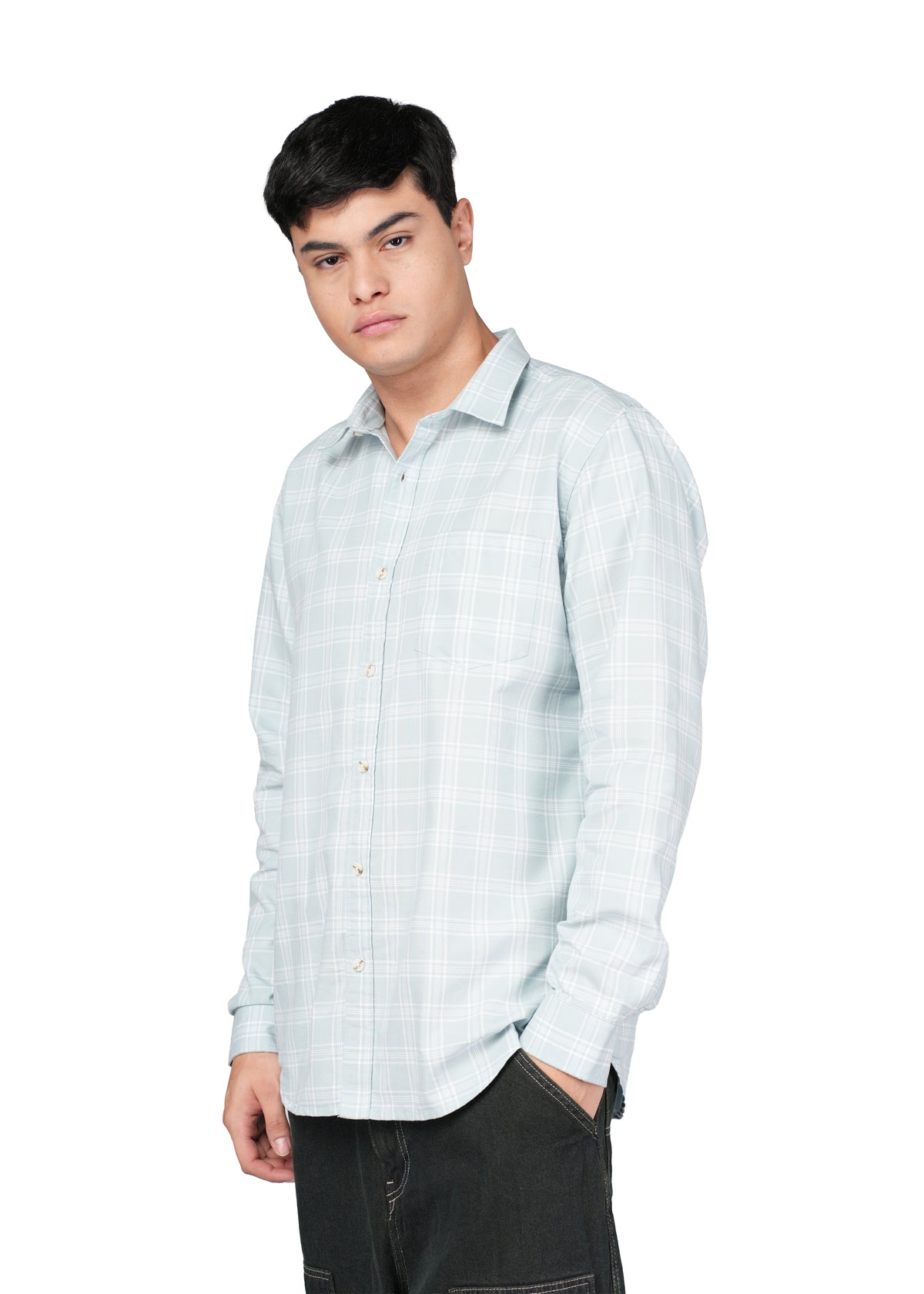 CASUAL CHECK PALE BLUE