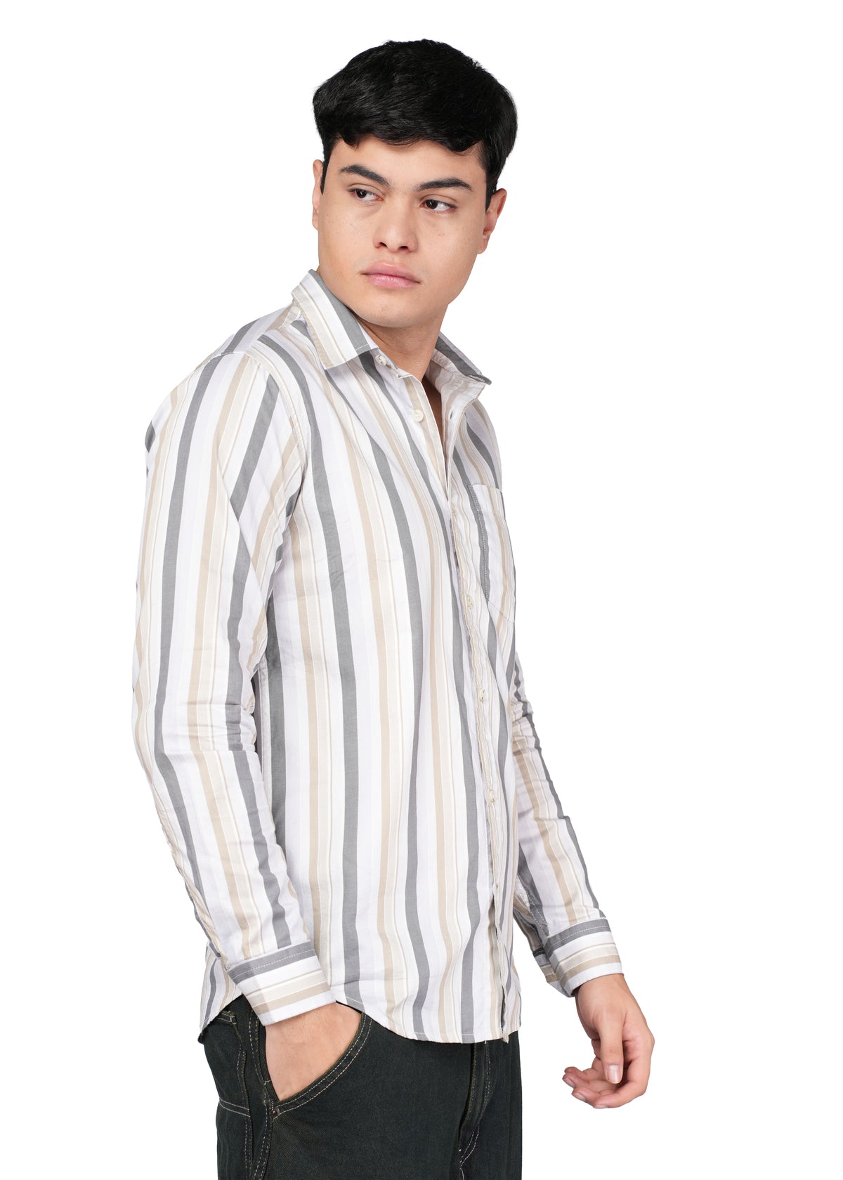 BEIGEN GREY STRIPE