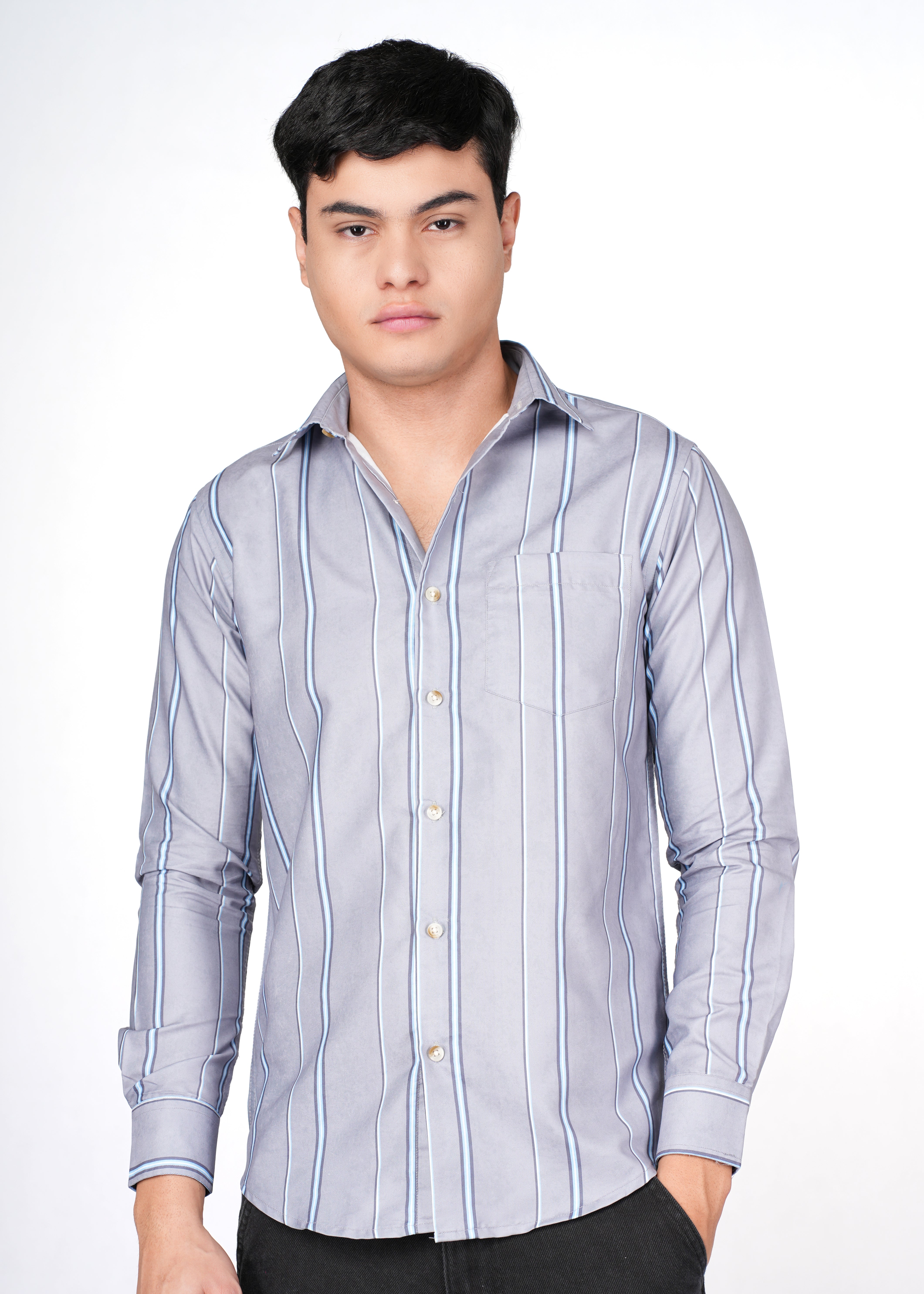 GREY N BLUE SMOKE STRIPE