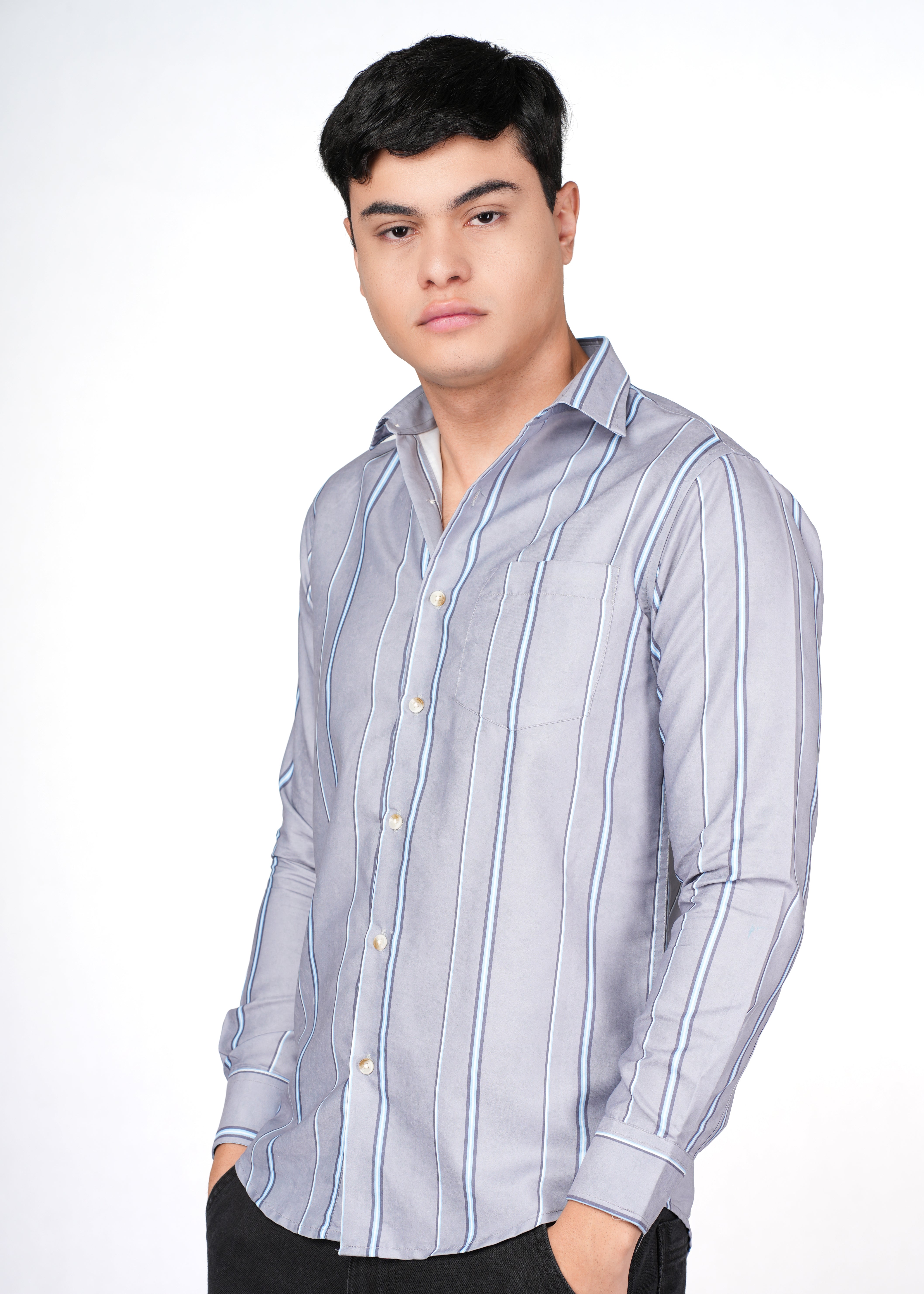 GREY N BLUE SMOKE STRIPE