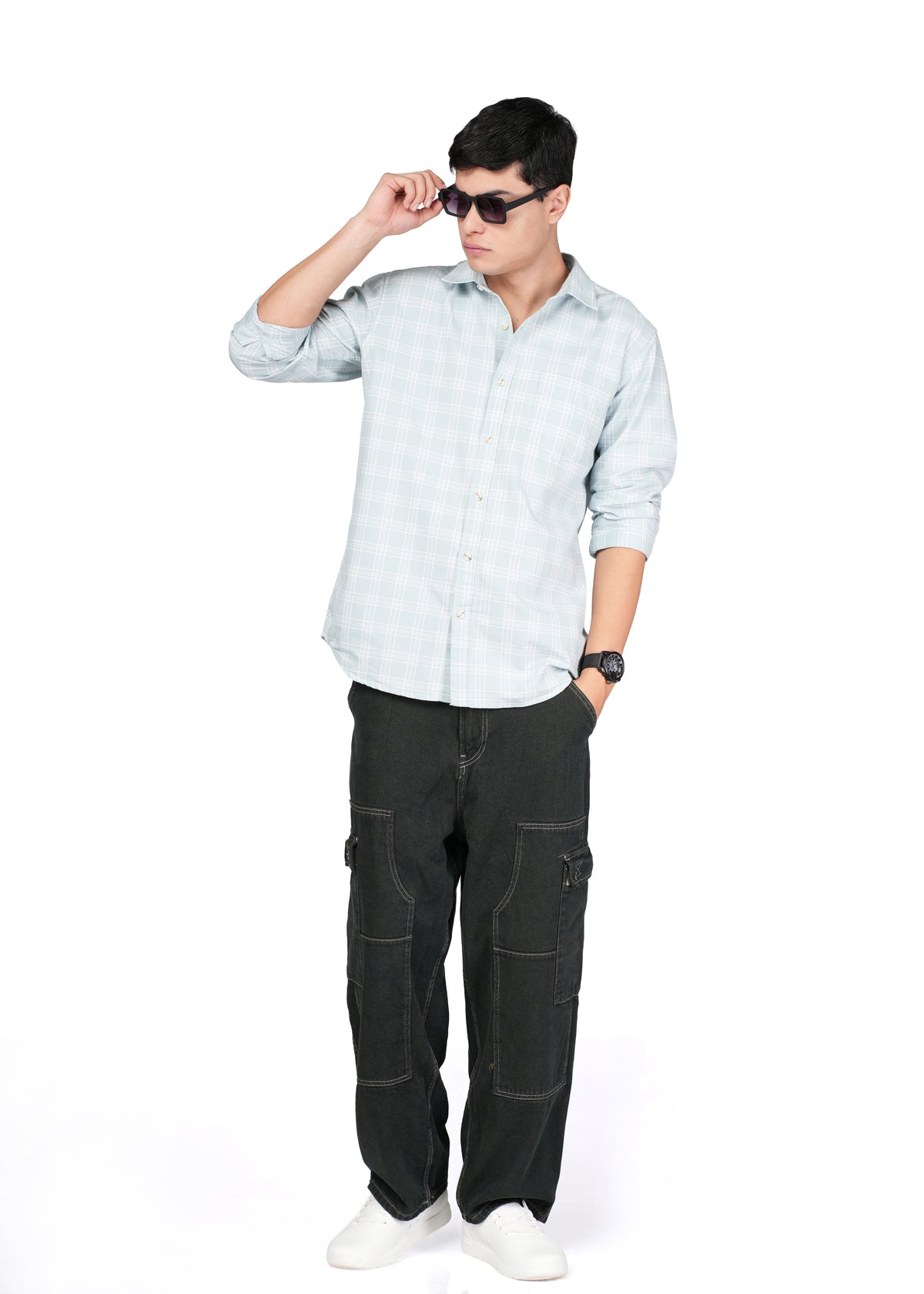 CASUAL CHECK PALE BLUE