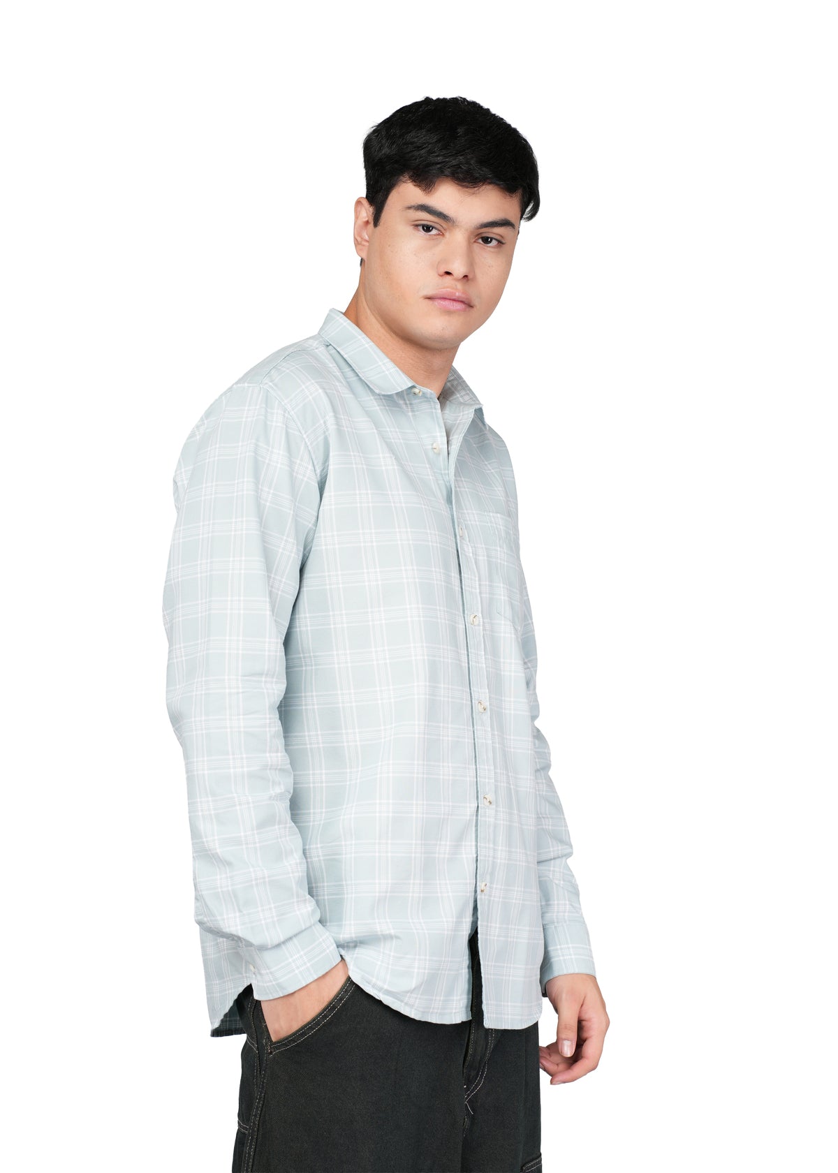 CASUAL CHECK PALE BLUE