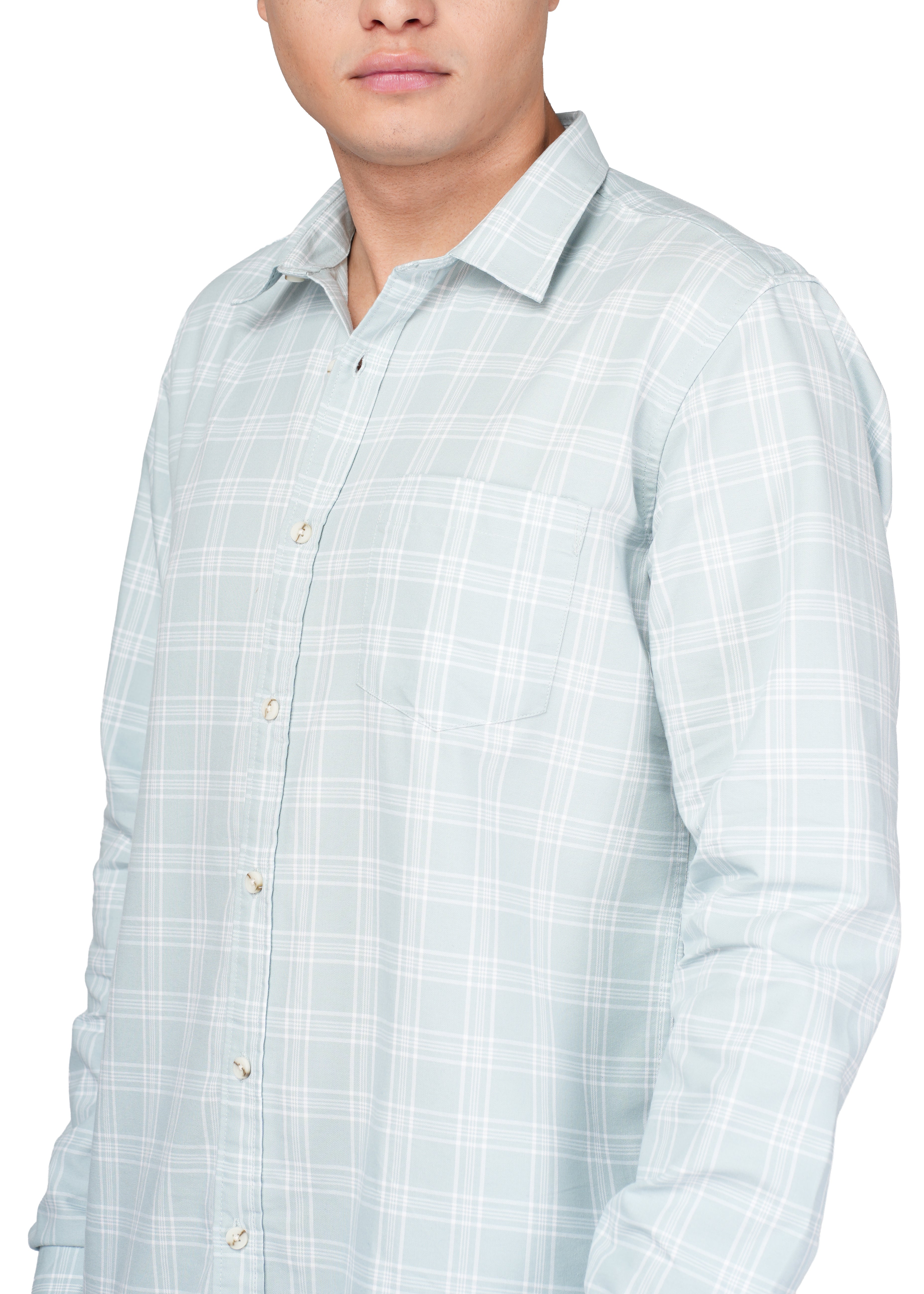 CASUAL CHECK PALE BLUE