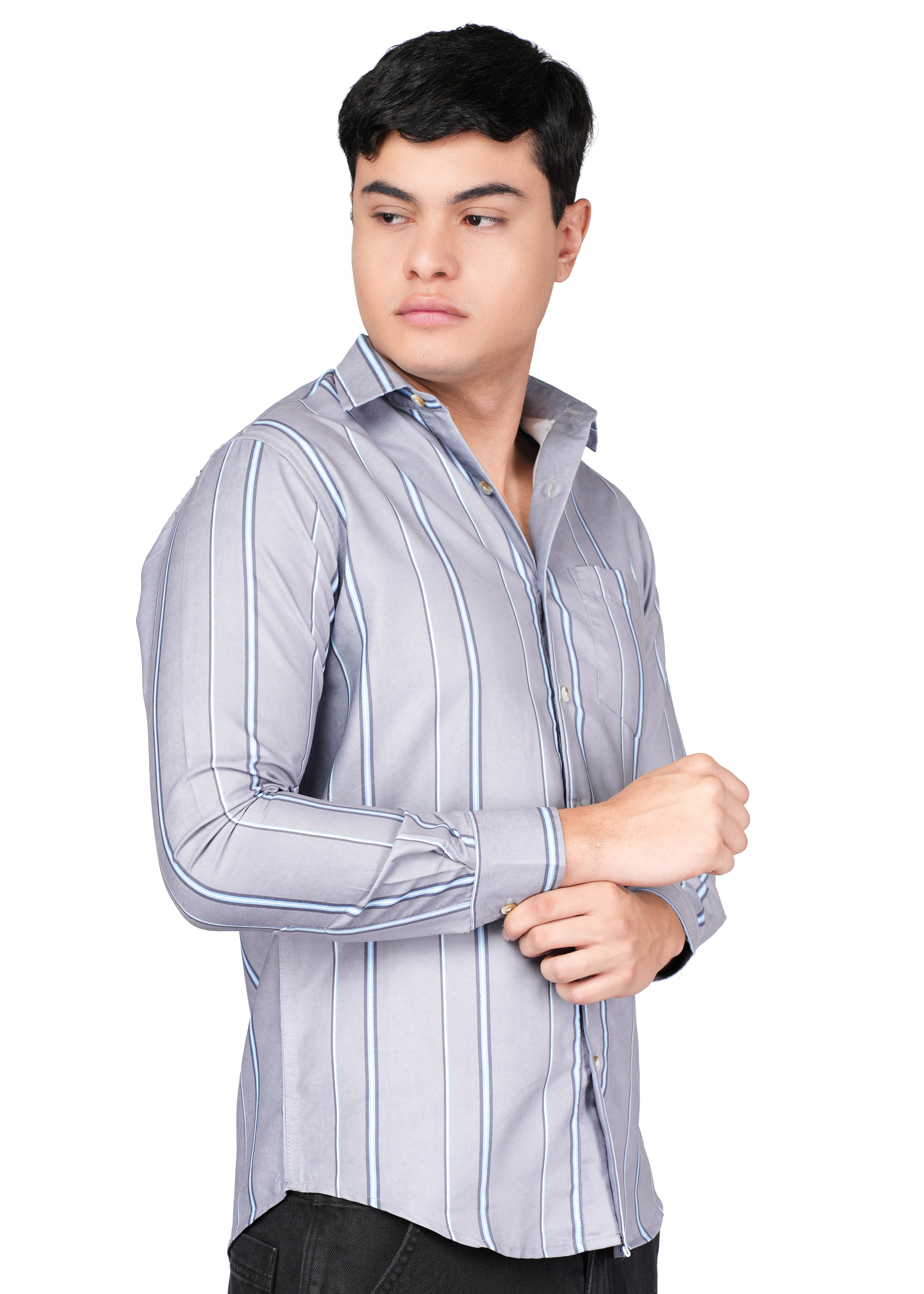 GREY N BLUE SMOKE STRIPE