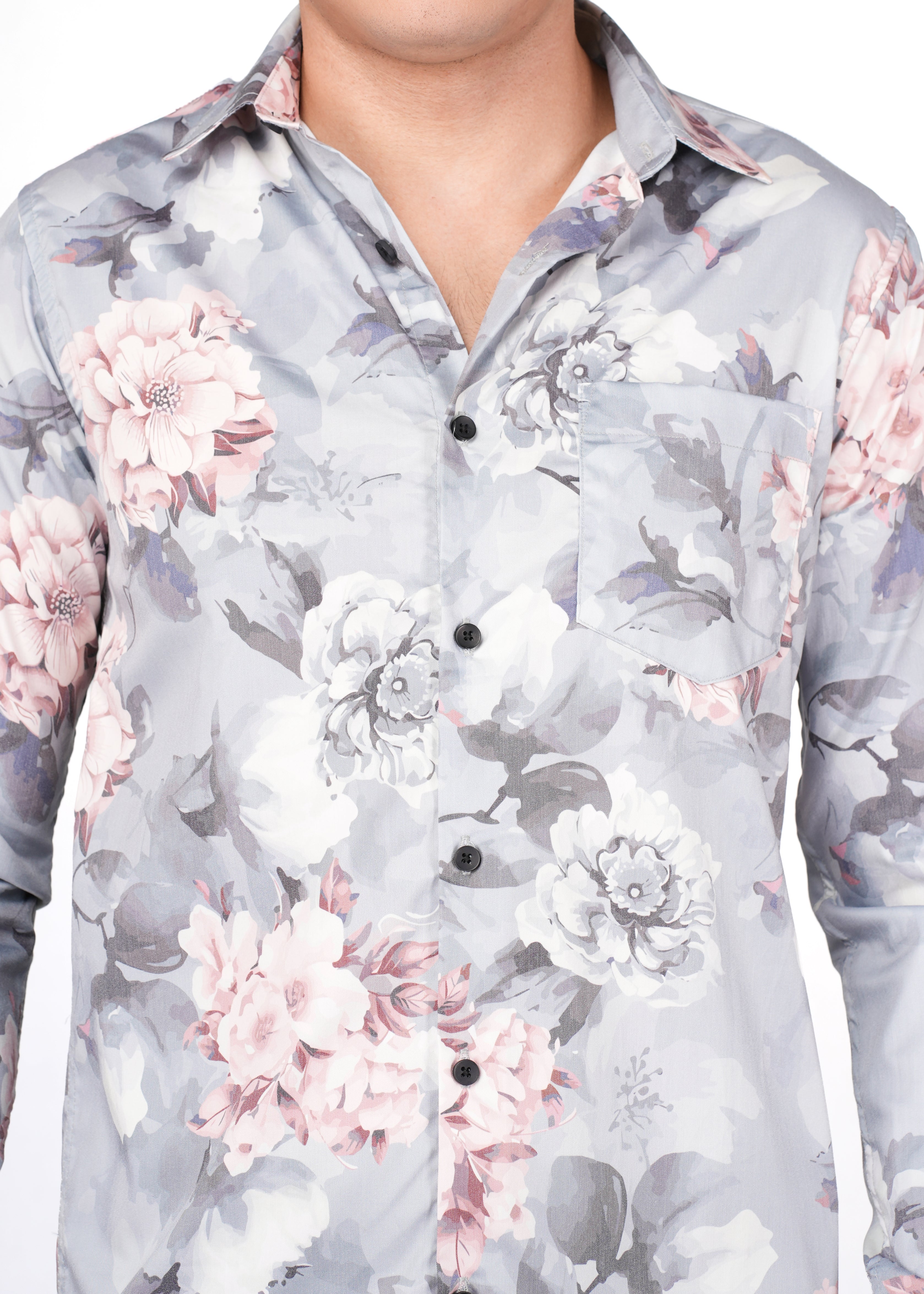 FLORAL GREY N PINK